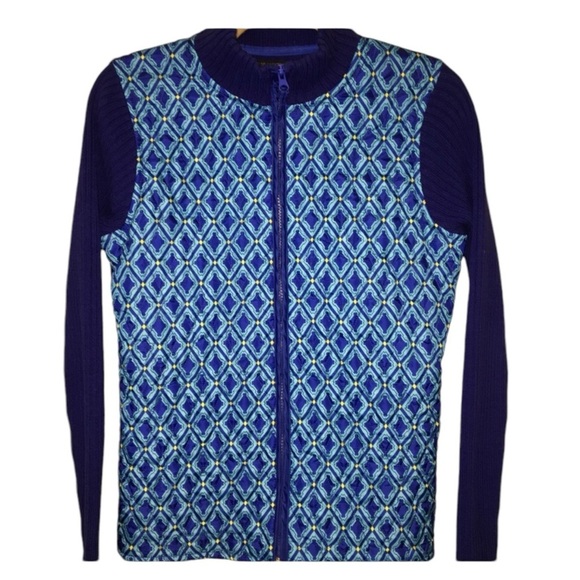 FOR CYNTHIA Quilted Sweater Jacket in Navy Size XL -- NWT -- GORGEOUS!!! - Picture 1 of 8